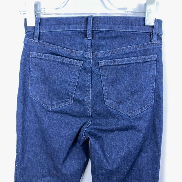 Loft The Kick Crop Jeans Womens Size 24/00 Pintuck Mid Rise Dark Wash Blue - Picture 4 of 13